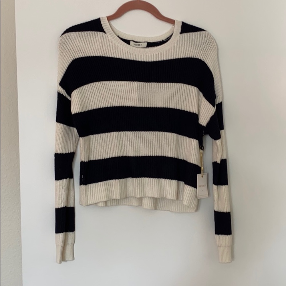 F21 striped knit sweater